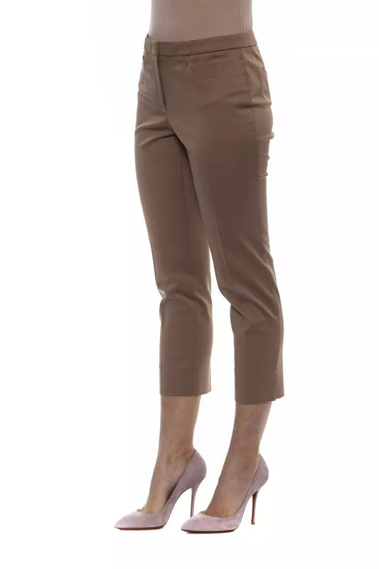 Chic Beige Ankle Trousers with Adherent Fit