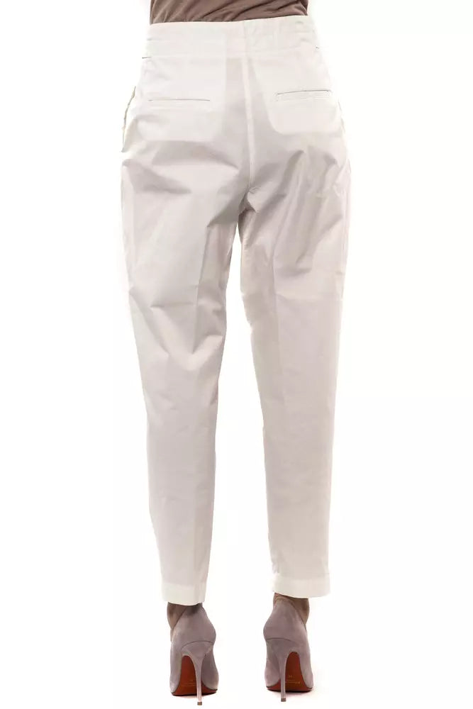 Elegant White Ankle Trousers with Pleats