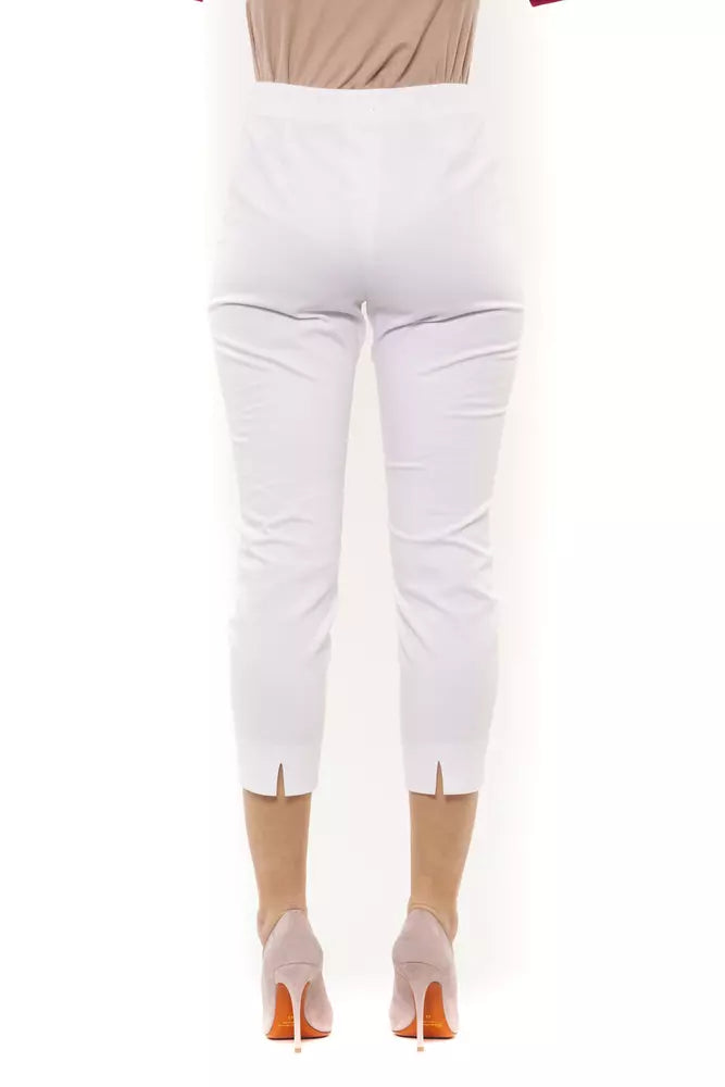 Chic White Ankle Slit Cotton Trousers