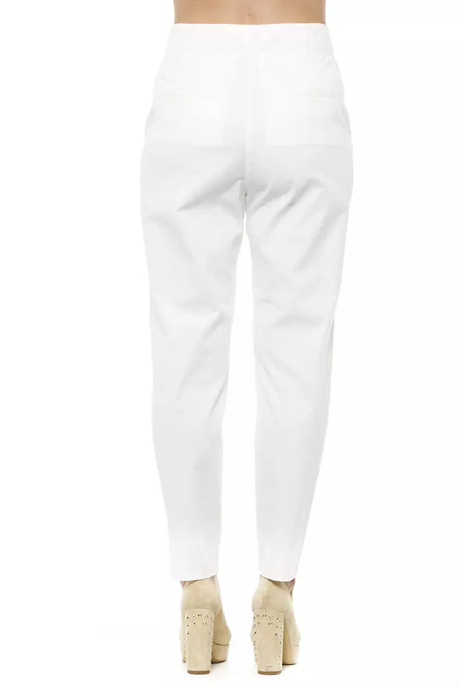 Elegant Regular Waist White Trousers