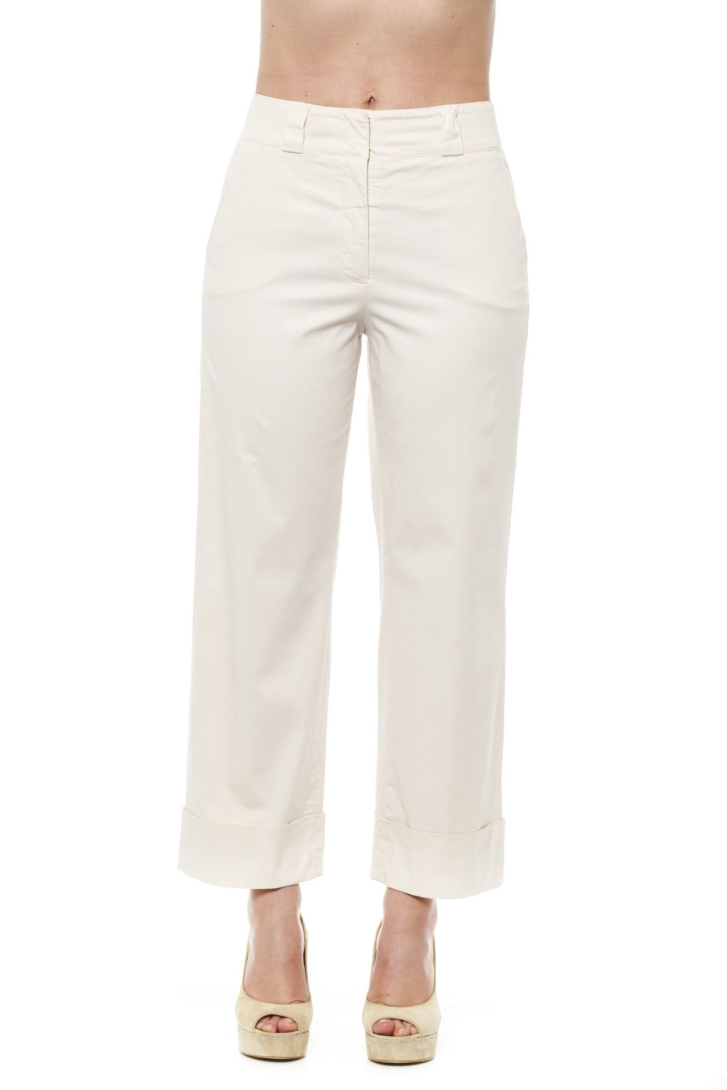 Chic Beige High-Waist Palazzo Trousers
