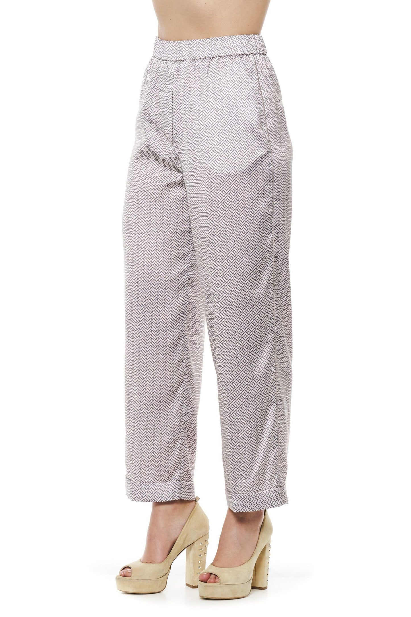 Elegant Geometric Palazzo Pants in Beige