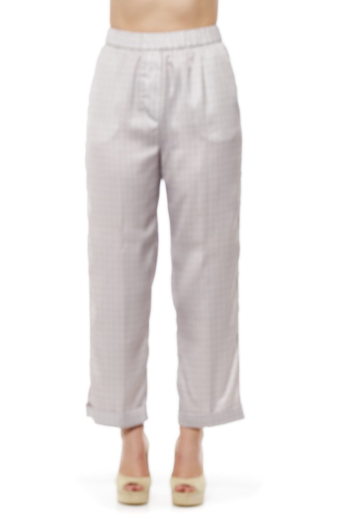 Elegant Geometric Palazzo Pants in Beige