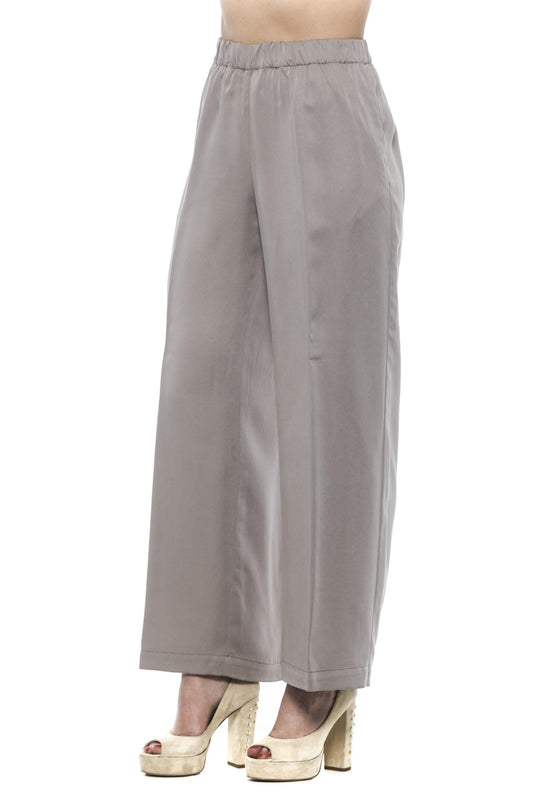 Elegant Beige Palazzo Pants with Elastic Waist