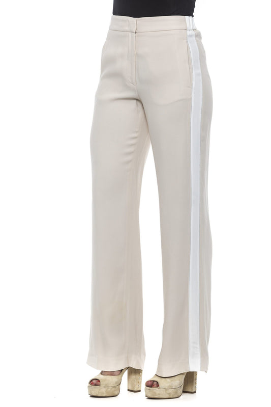 Chic Beige Palazzo Pants with Luminous Detailing