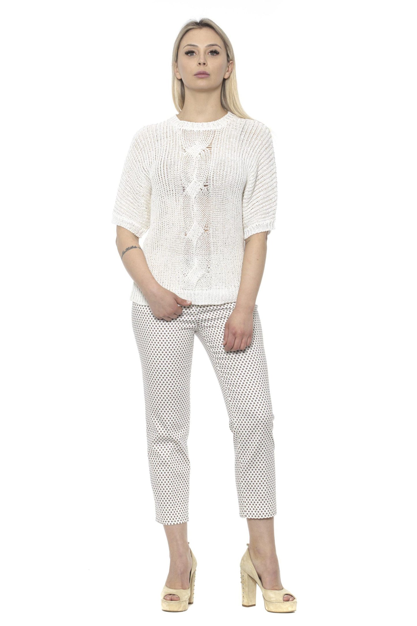 Chic Beige Tapered Ankle Cut Trousers
