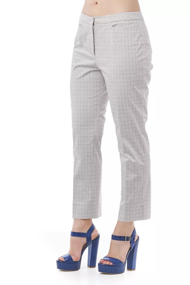 Elegant Geometric Print Straight Leg Trousers
