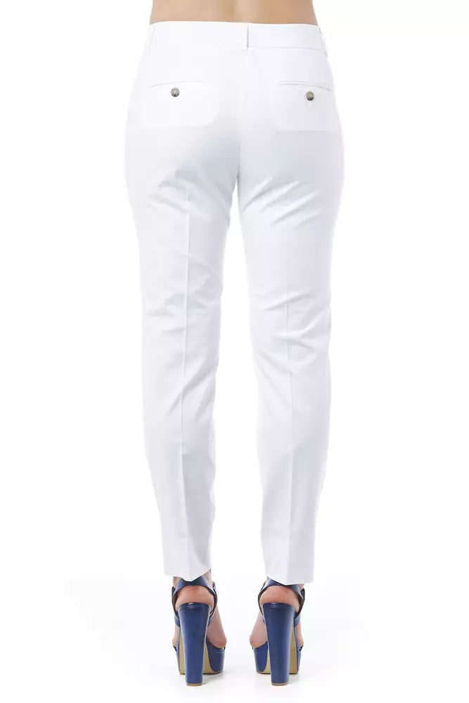 Elegant White Straight Leg Pants with Slits