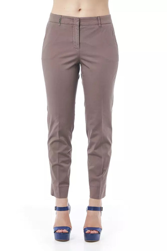 Sleek Brown Straight Leg Pants with Subtle Stretch