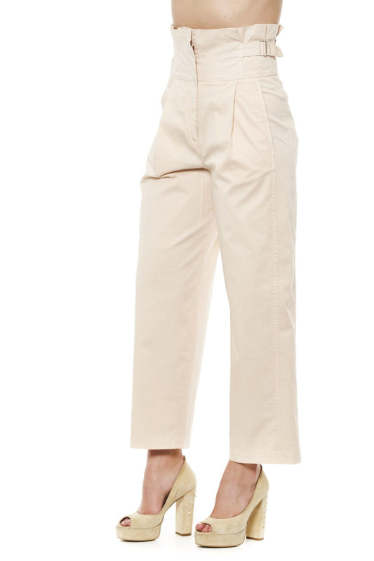 Elegant Beige Straight-Leg Palazzo Trousers