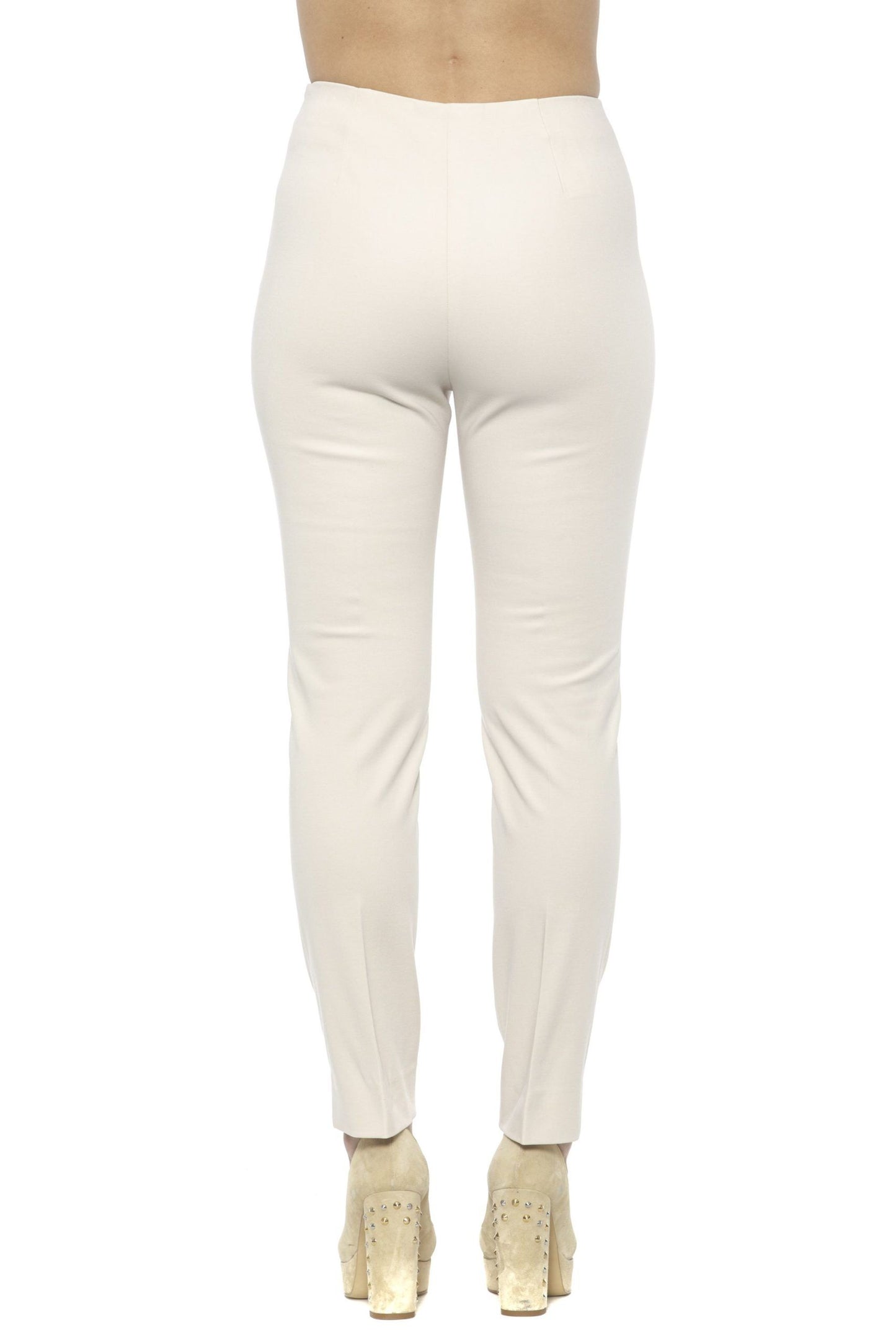 Chic Beige Slim-Fit Piquet Pants