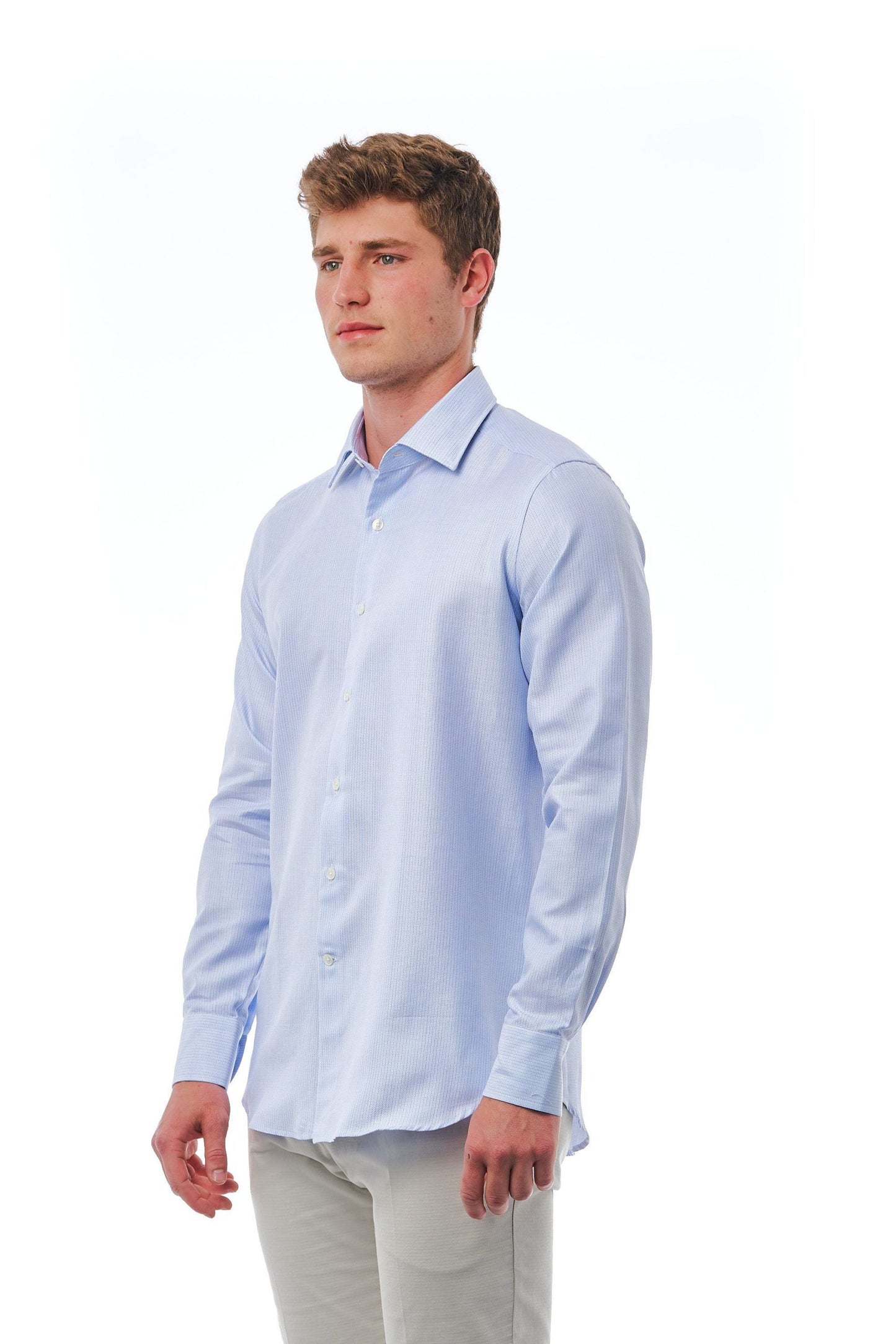 Elegant Light-Blue Cotton Shirt for Men
