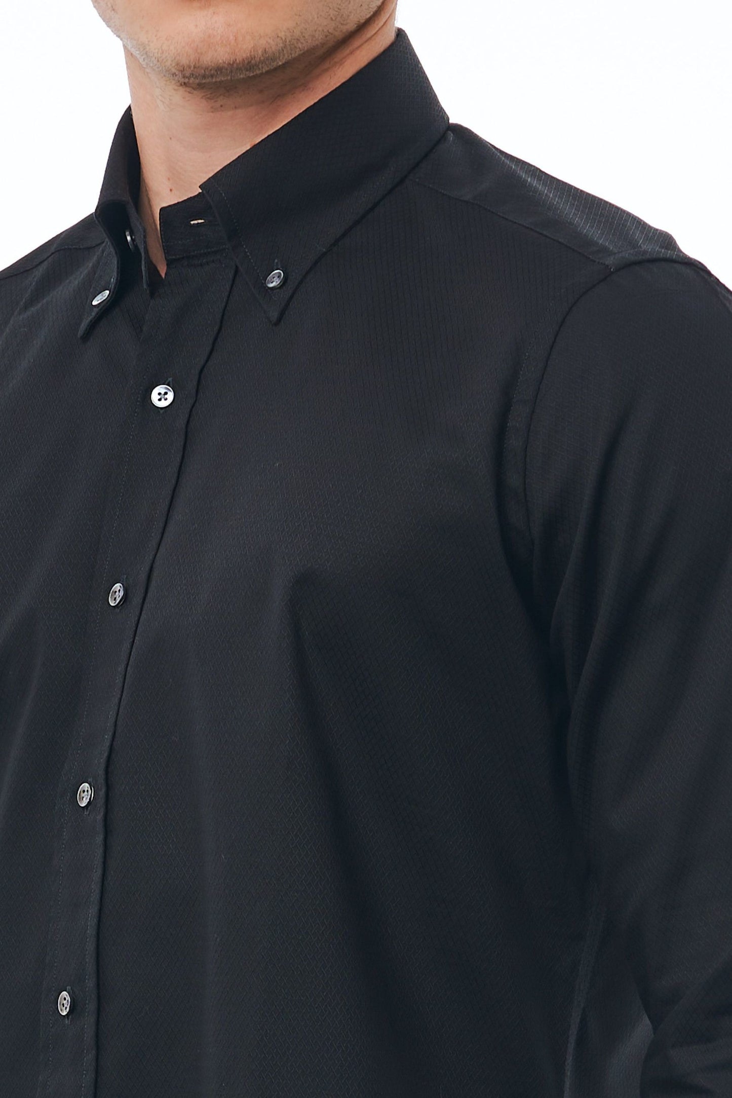 Elegant Black Cotton Button-Down Shirt
