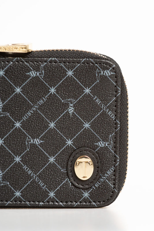 Retro Chic Leather Medium Wallet - Black