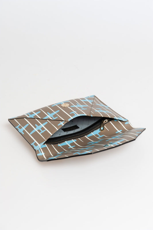 Elegant Crespo Clutch with Airplane Stripe Motif