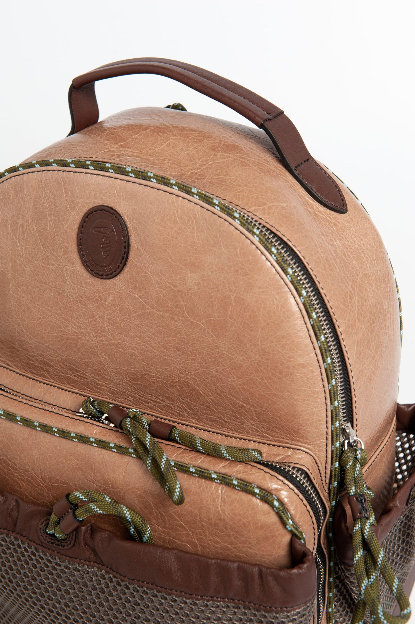 Elegant Calfskin Backpack with Unique Crackle Effect