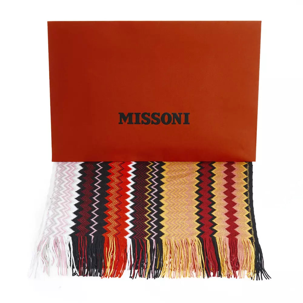 Geometric Pattern Fringe Scarf in Vibrant Hues