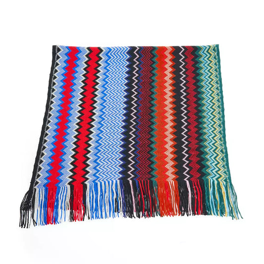 Geometric Fringe Scarf in Bright Multicolor