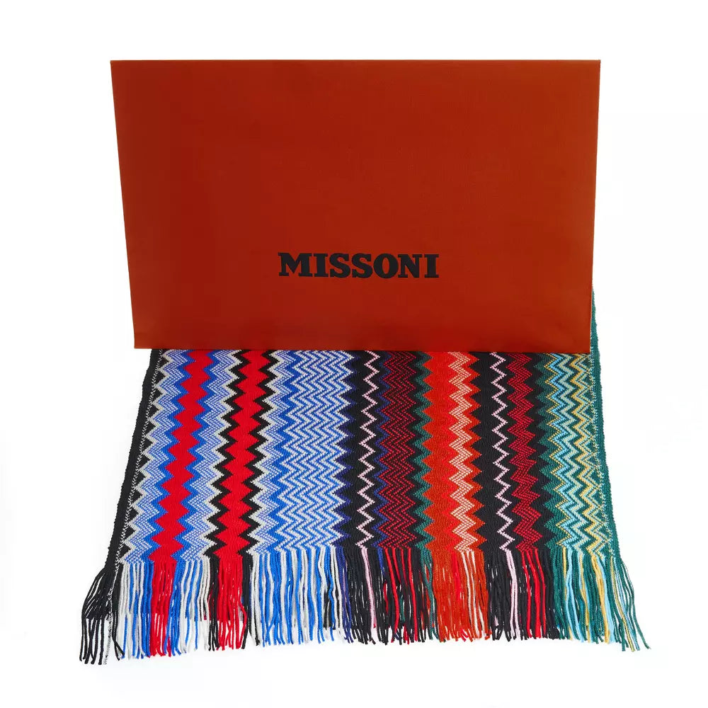 Geometric Fringe Scarf in Bright Multicolor