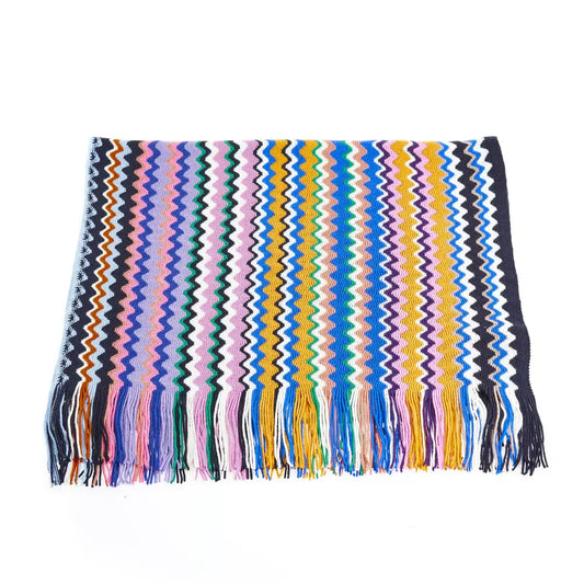 Geometric Pattern Fringed Luxury Scarf