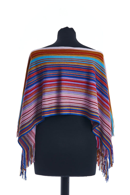 Elegant Multicolor Wool Blend Poncho