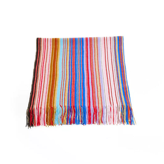 Geometric Pattern Fringed Scarf in Vivid Tones