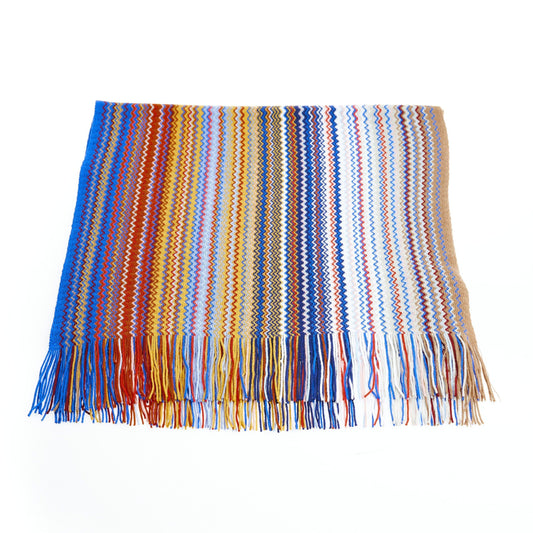 Geometric Patterned Fringed Scarf in Vivid Hues