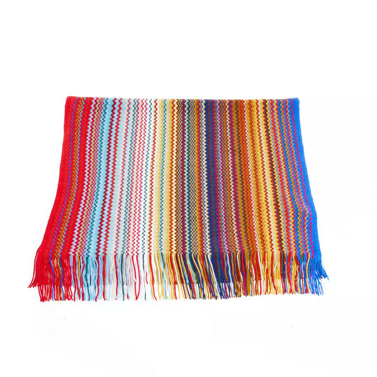 Geometric Pattern Fringed Scarf