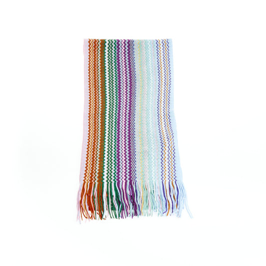 Geometric Fringe Scarf in Multicolor