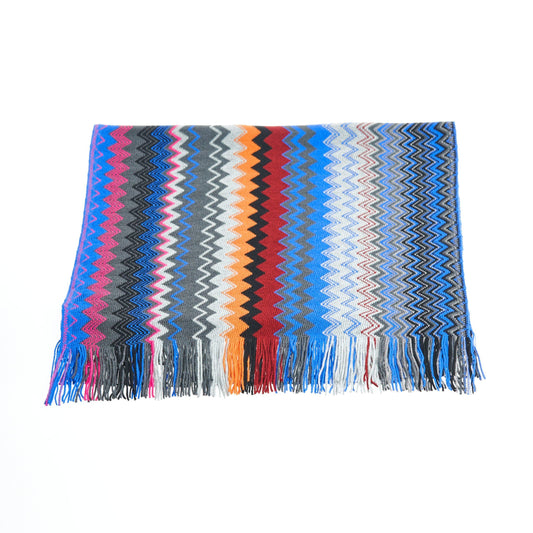 Geometric Patterned Fringed Scarf