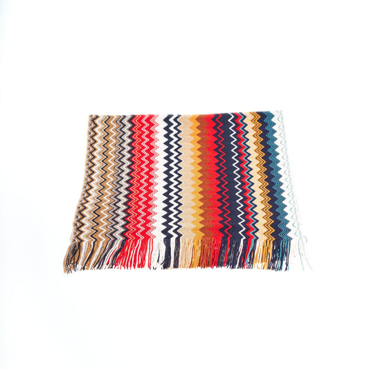 Geometric Pattern Fringe Scarf in Vivid Tones