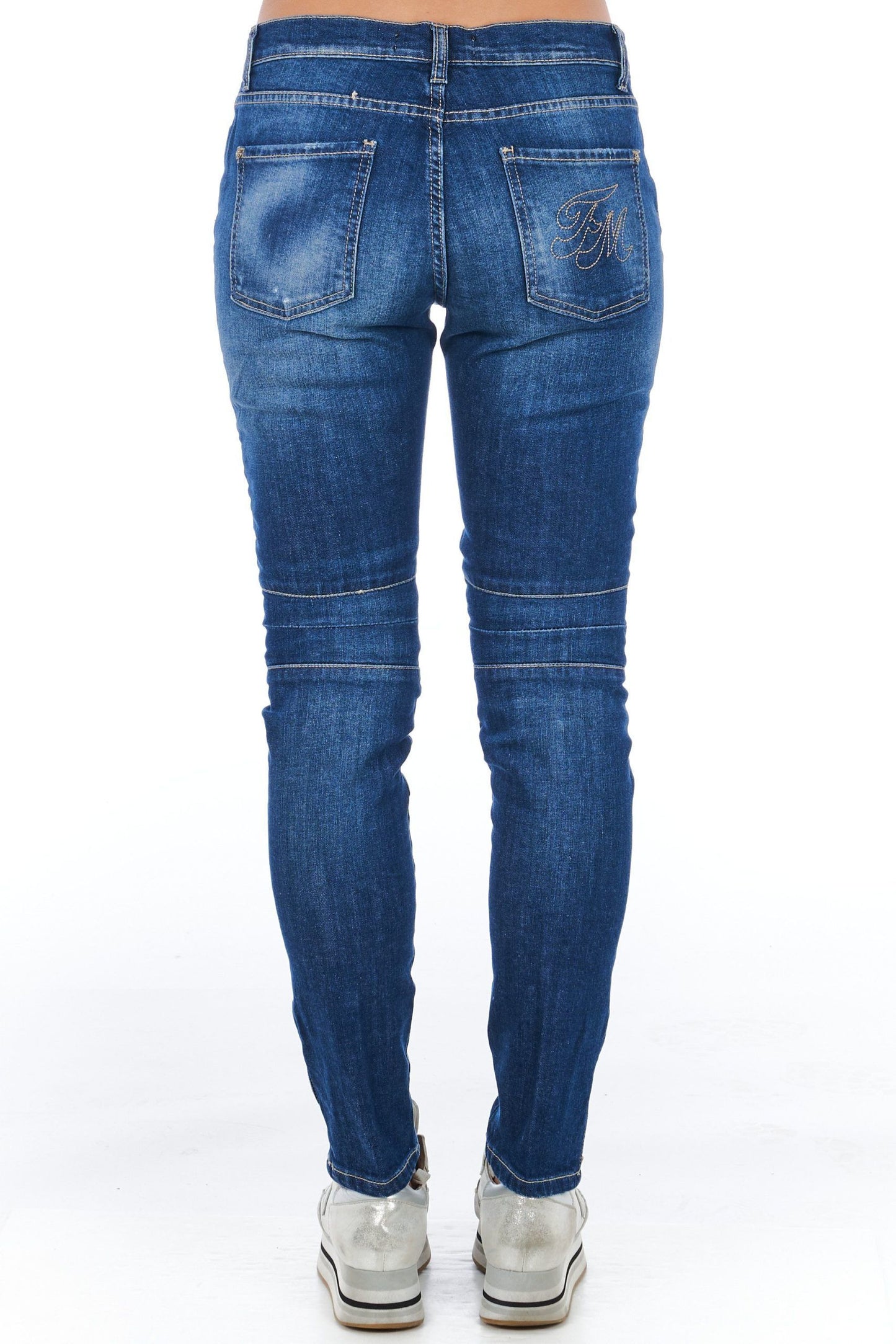 Chic Biker-Inspired Stretch Denim Jeans