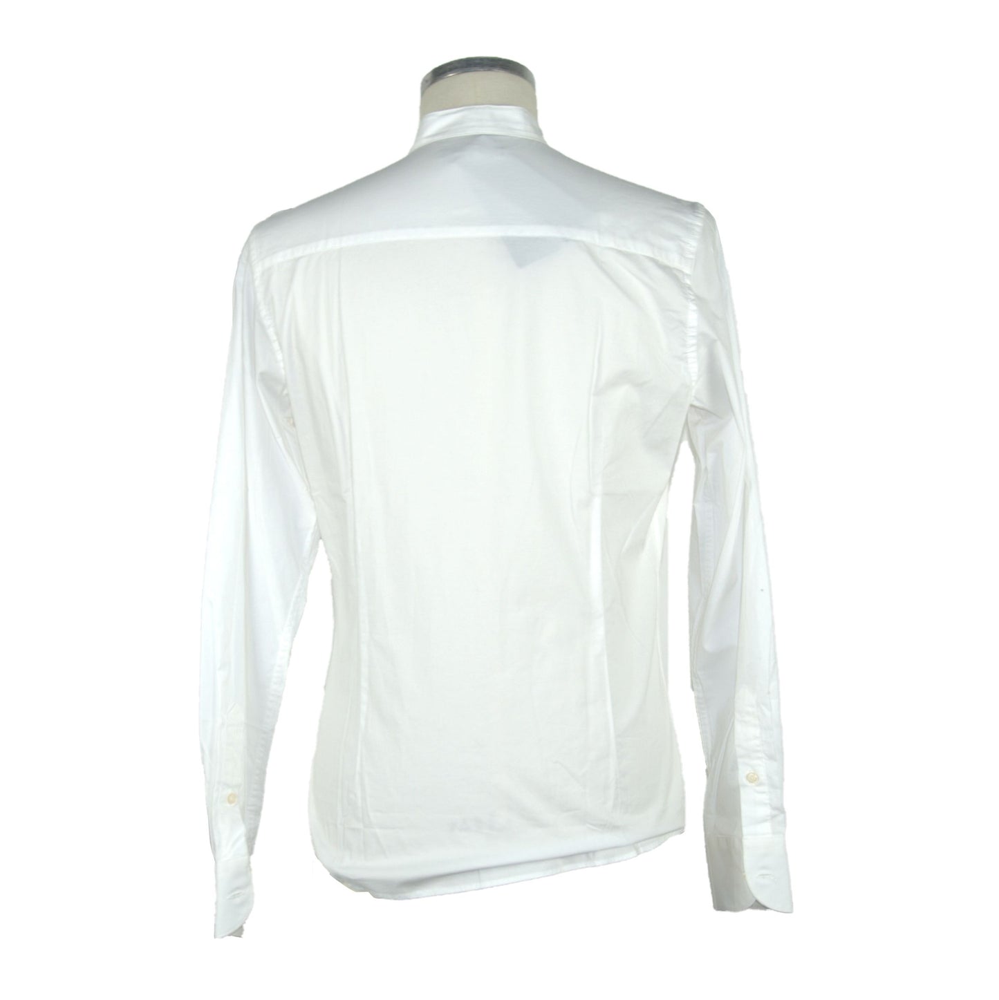 Crisp White Cotton Blend Korean Collar Shirt