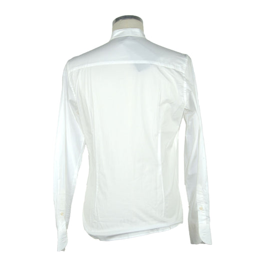 Crisp White Cotton Blend Korean Collar Shirt