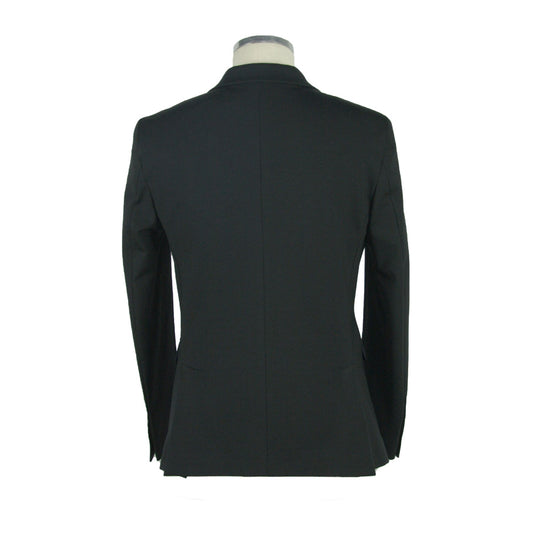 Sleek Men's Black Cotton Blend Jacket
