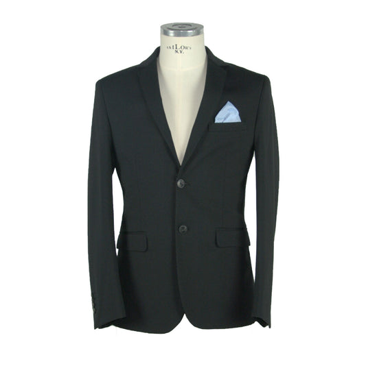 Sleek Men's Black Cotton Blend Jacket