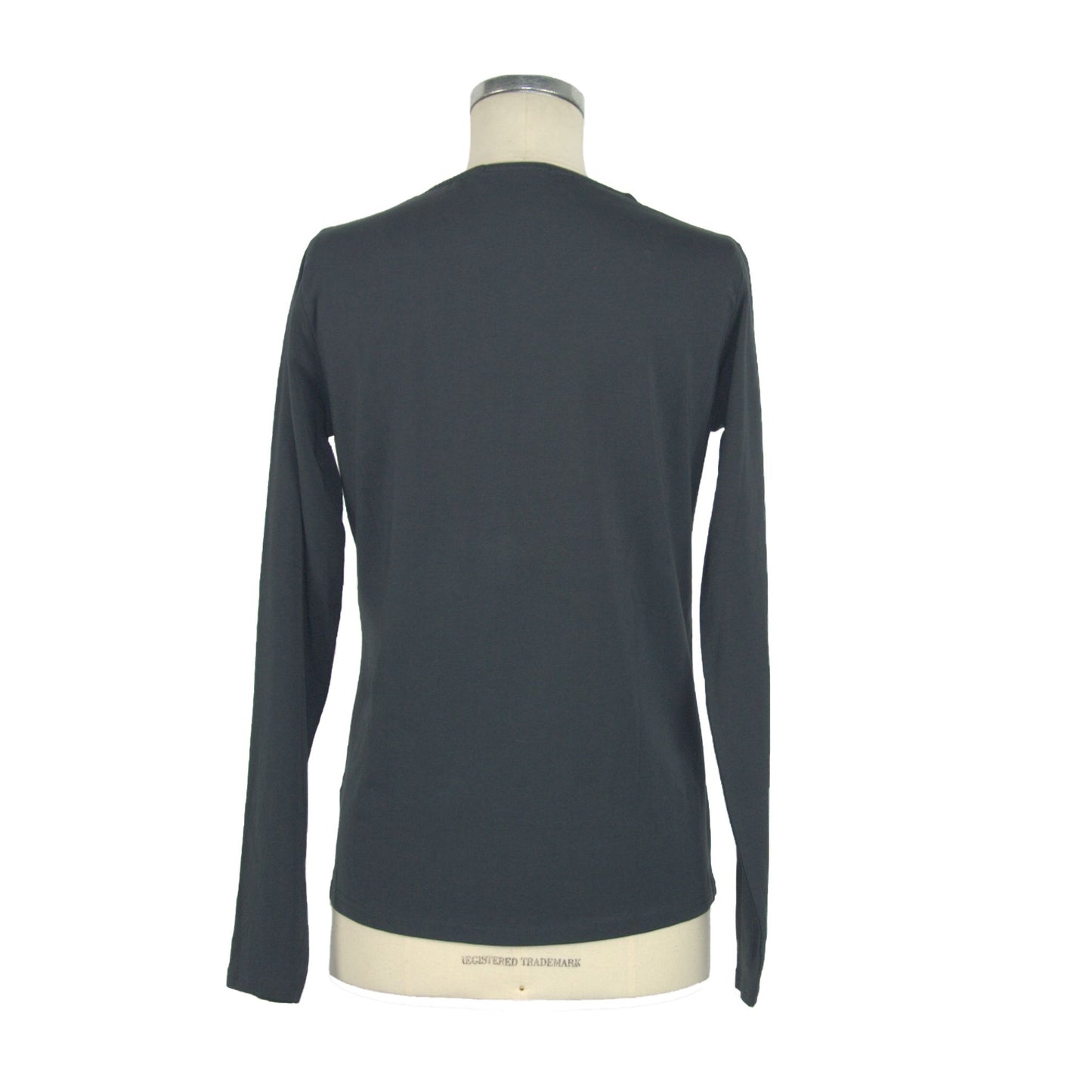 Elegant Blue Crew Neck Long Sleeve T-Shirt