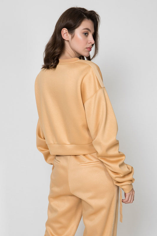 Chic Yellow Long Sleeve Crewneck Sweatshirt