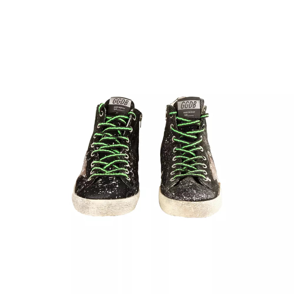 Splashed Paint Suede High-Top Sneakers