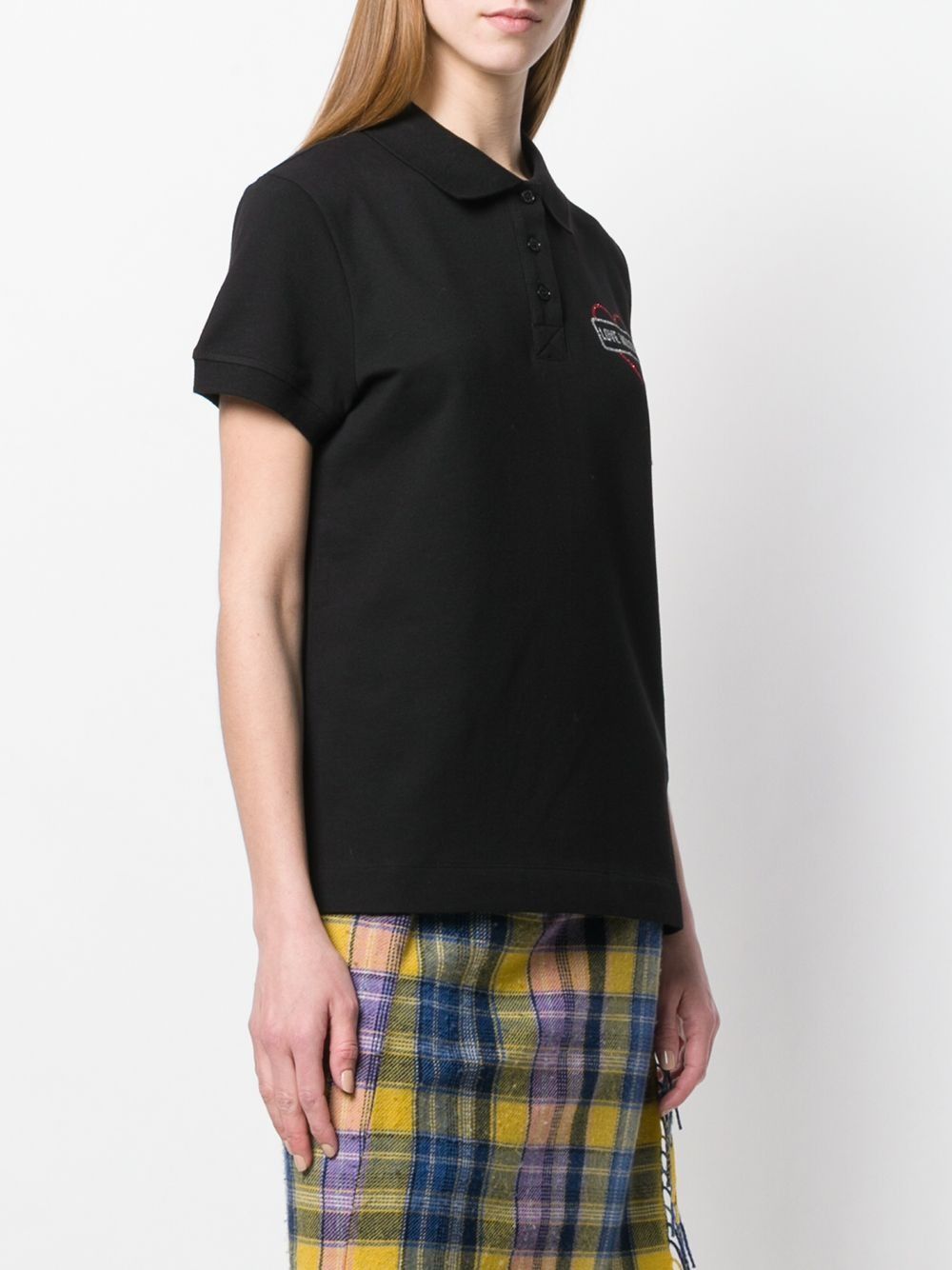 Glitter Heart Logo Cotton Blend Polo Top