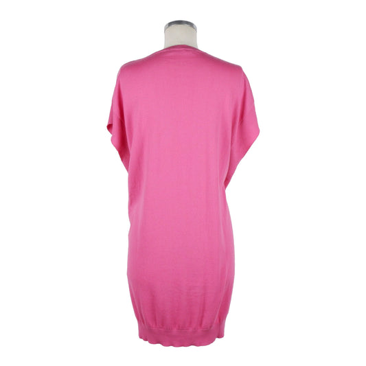 Pink Cotton Summer Dress with Stitched Design