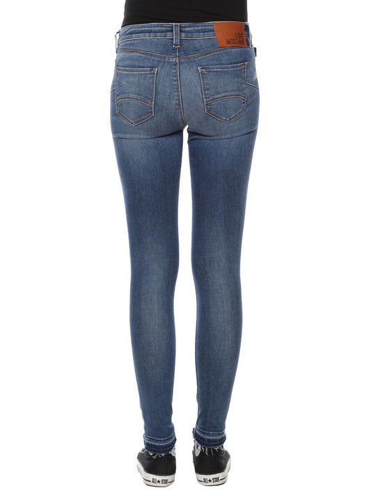 Chic Knee-Cut Skinny Blue Jeans for Women