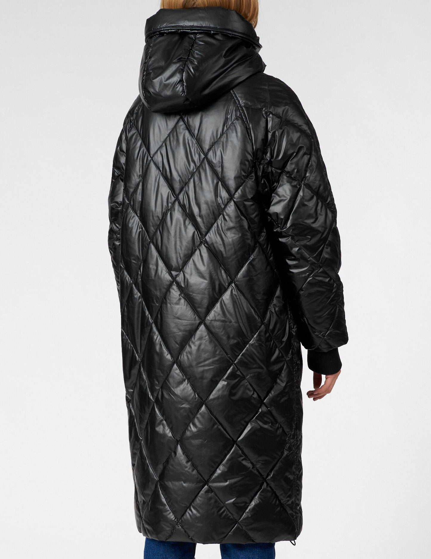Metallic Glow Quilted Down Jacket with Hoodie