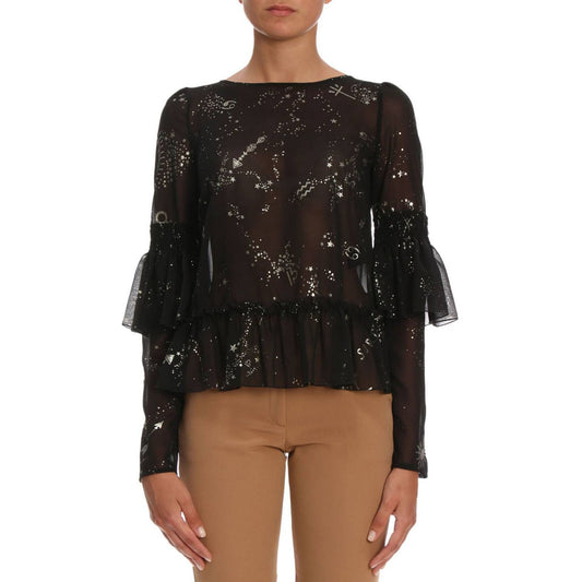 Elegant Sheer Blouse with Laminated Effect