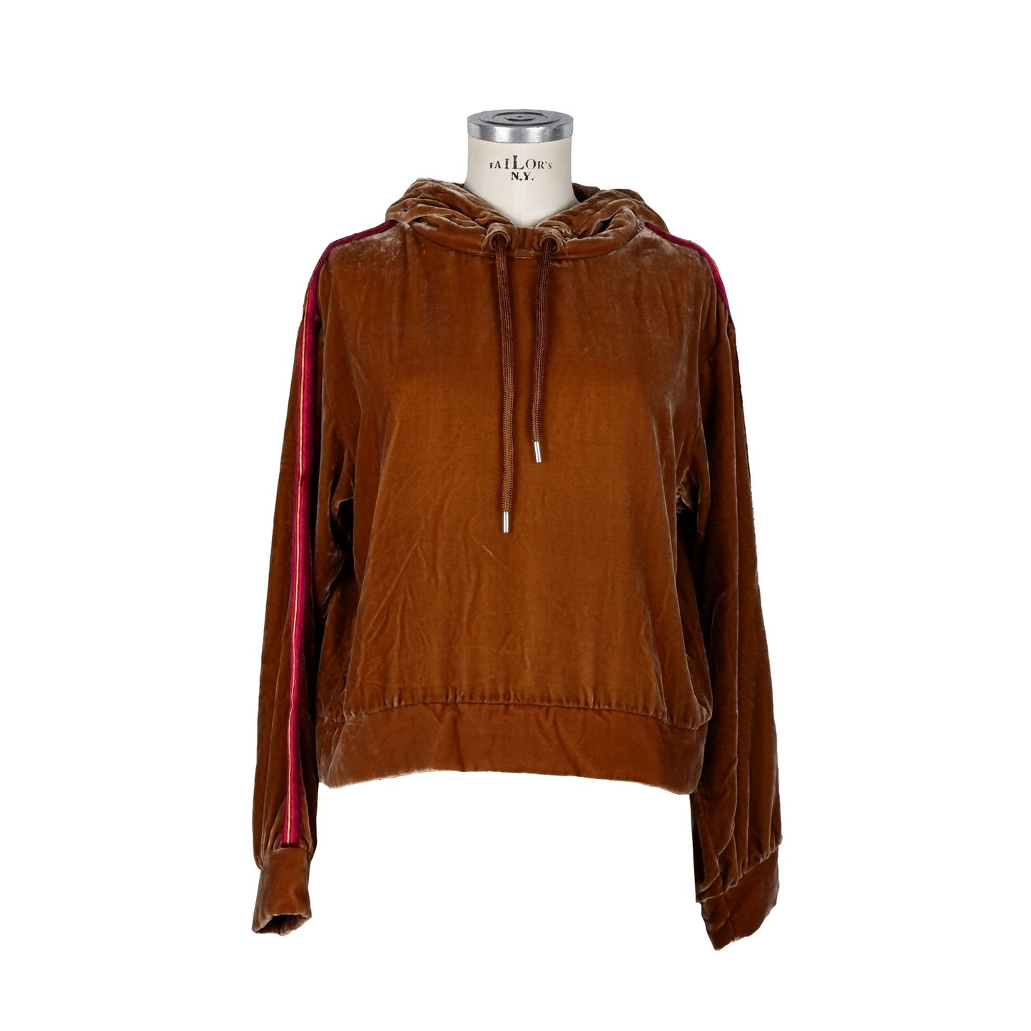 Velvet Hooded Sweatshirt in Sumptuous Brown