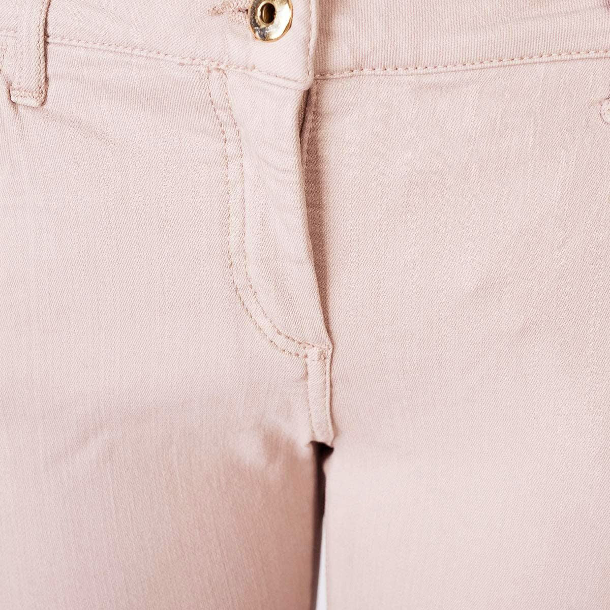 Beige Skinny Cotton Blend Trousers