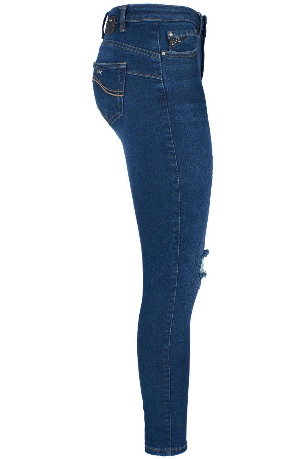 Scratched Detail Dark Blue Women's Jeans