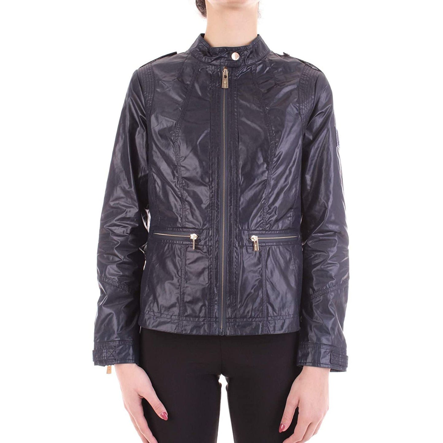 Chic Blue Biker Jacket for Women