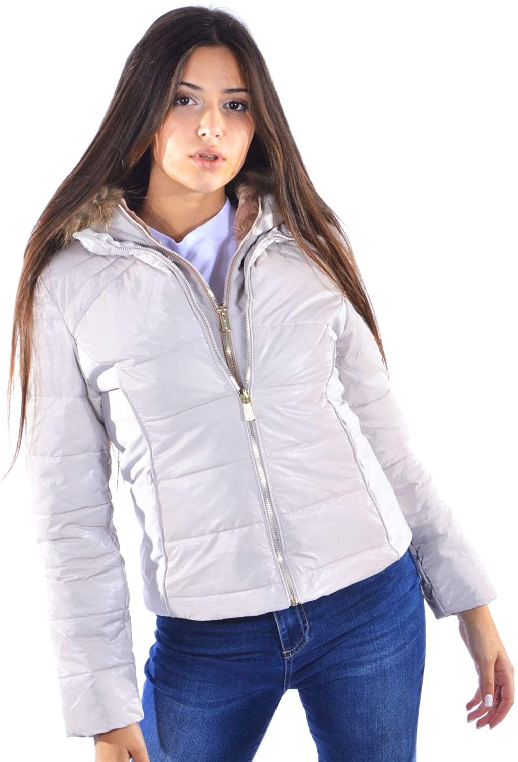 Chic Quilted Down Jacket with Faux Fur Hood
