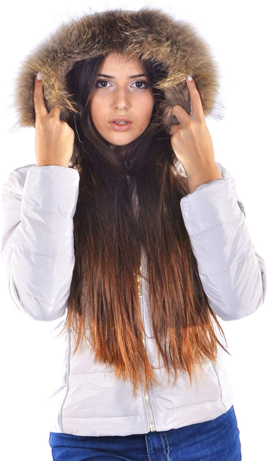 Chic Quilted Down Jacket with Faux Fur Hood
